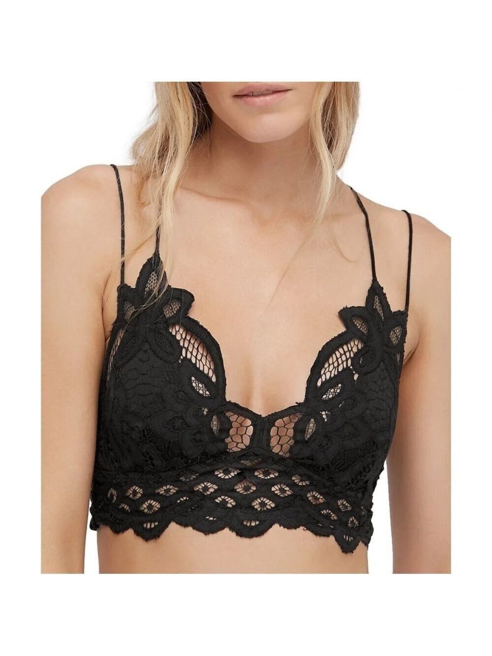 FP One by Free People Adella Longline Bralette in Black Size XS
